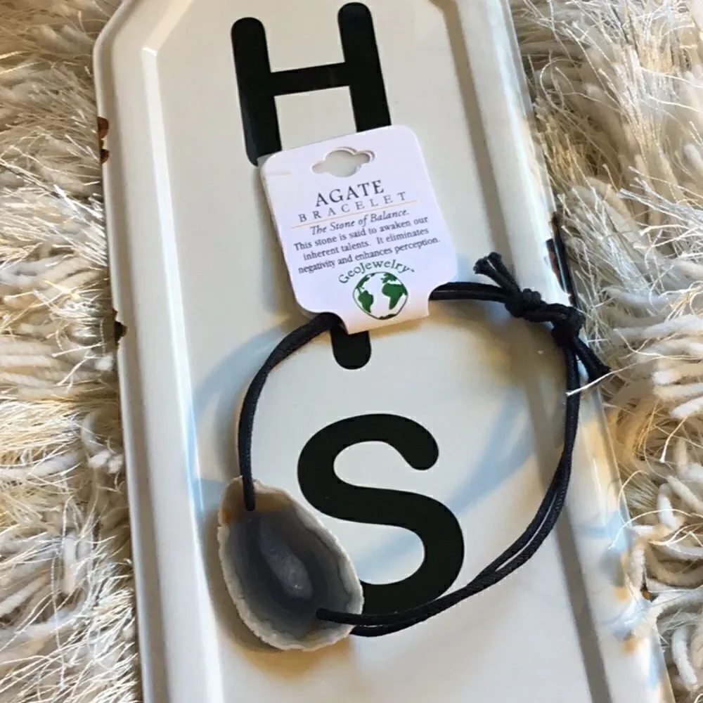 NATURAL AGATE SLIDE CORDED BRACELET UNISEX NWT